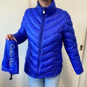 Calvin Klein Women's Vibrant Blue Puffer Coat